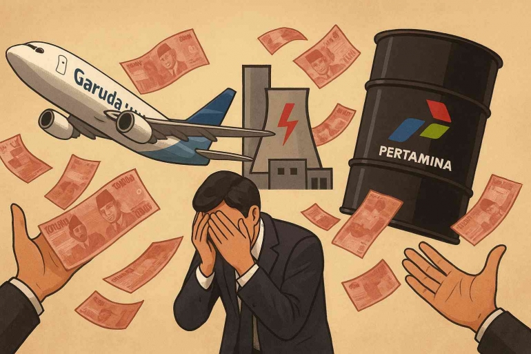 Uang Kita Terbang Bersama Garuda, Terbakar di PLN, dan Menguap di Pertamina